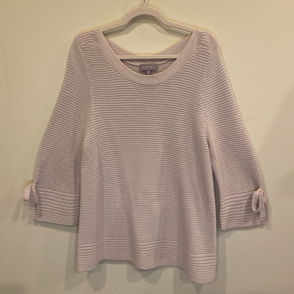 Laura Beige Ribbed Tunic with Silver Thread. - Picture 1 of 7